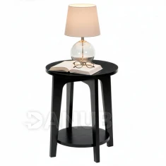 Kulatý konferenční stolek dřevěný - Ø 40 cm - s přídavnou policí - černý