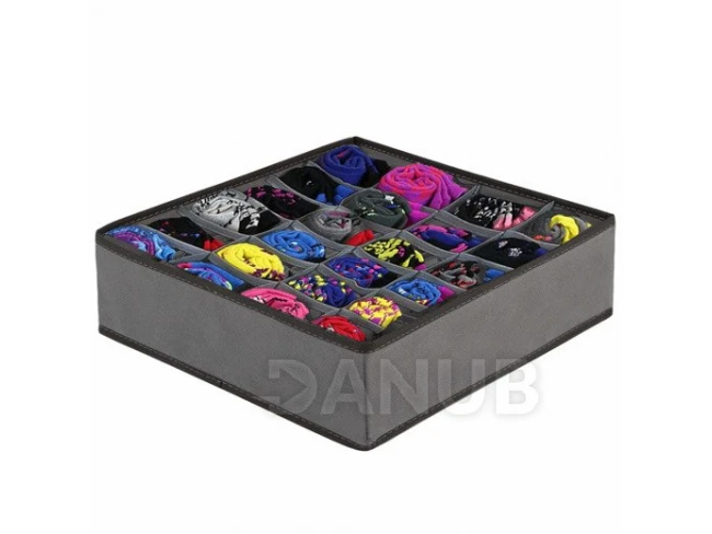 Organizér na prádlo - 24 přihrádek - šedý