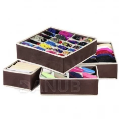 Organizér na spodní prádlo - sada 4 ks - hnědý