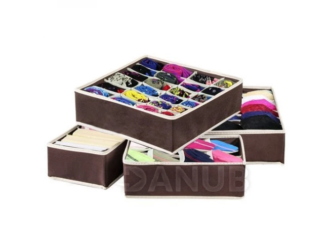 Organizér na spodní prádlo - sada 4 ks - hnědý