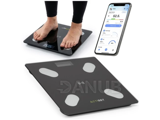 Osobní elektronická váha - 180 kg - tvrzené sklo - bluetooth + aplikace - černá