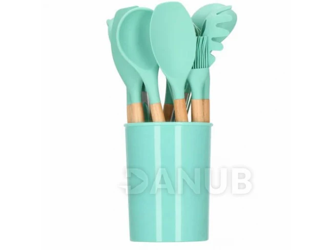 Kuchyňské nářadí - sada - 12 ks - tmavá mátová