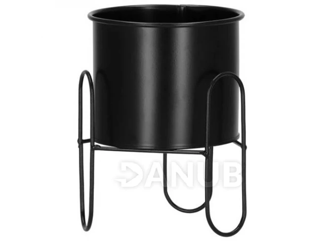 Kovový podstavec s květináčem -18 cm - černá matná