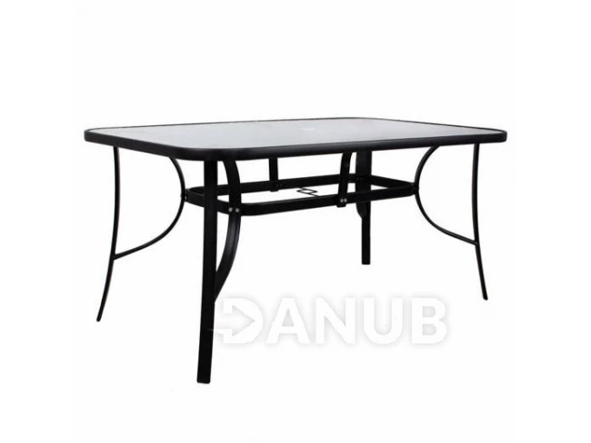 Zahradní stůl 150cm - černý kov + sklo