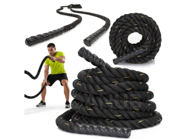 Odporové lano pro silový trénink/crossfit - 9m - černé