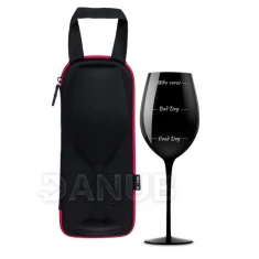 Pouzdro s maxi sklenicí na víno Who Cares - černá