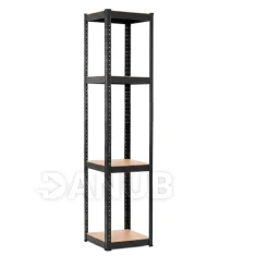Regál - 180 x 40 x 40 cm - nosnost 500kg - MDF + pozinkovaná ocel černá