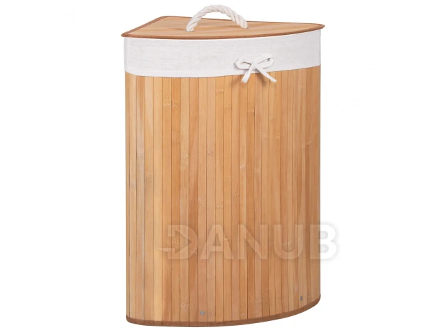 Bambusový koš na praní - 73l - rohový - světle hnědý