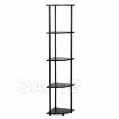 Rohový policový regál s 5 policemi do obývacího pokoje - 147 cm - černá