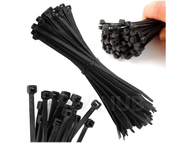 Sťahovacie pásky - 100ks - 15 cm - čierne