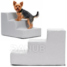 Schůdky pro psy - 45x30x30 cm - 3 schody - světle šedé