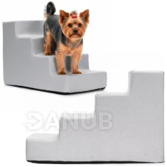 Schůdky pro psy - 60x30x40 cm - 4 schody - světle šedá