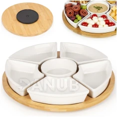 Servírovací tác na 6 misek - otočný - kulatý - 30 cm - bambus