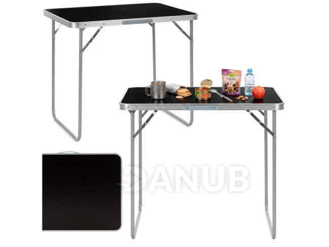 Skládací kempingový stůl - 80x60x70 cm - černý/stříbrný Skládací kempingový stůl - 80x60x70 cm - černý/stříbrný