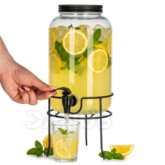 Skleněná nádoba na limonádu s kohoutkem a stojanem - 3,2l