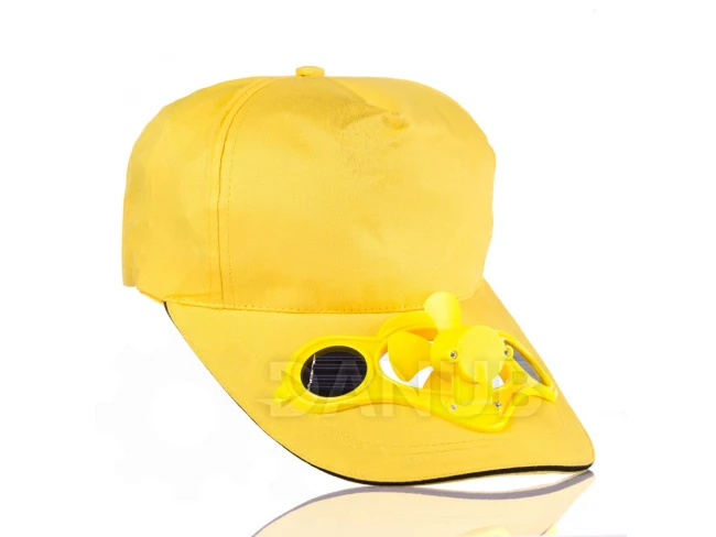 Solární kšiltovka s ventilátorem - žlutá