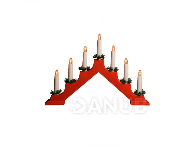 Svícen pyramida, červený, 7 žárovek, 3V
