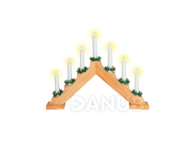 Svícen pyramida, dřevo, 7 žárovek, 230V