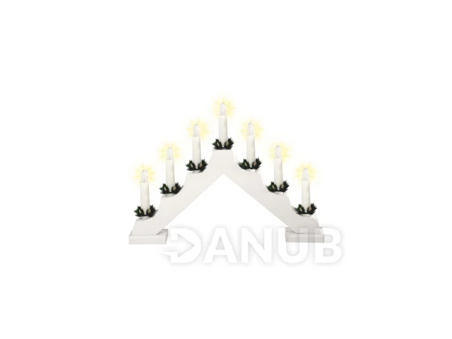 Svícen pyramida, bílý, 7 žárovek, 230V