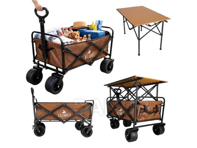Transportní vozík s funkcí stolku 2v1 - hnědý