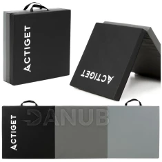 Tréninková gymnastická podložka skládací - 180x60x5,5 cm - černo-šedá