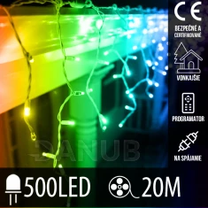 Vánoční led světelná záclona na spojování venkovní - programy - 500led - 20m multicolour
