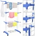 Vertikální sušák prádla na kolečkách - skládací - 170x75,5x57 cm - bílá/modrá