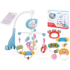 Dětský kolotoč nad postýlku s projektorem a dálkovým ovládáním - modrý