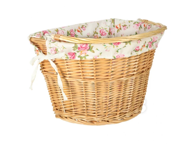 Proutěný košík na kolo - květovaný