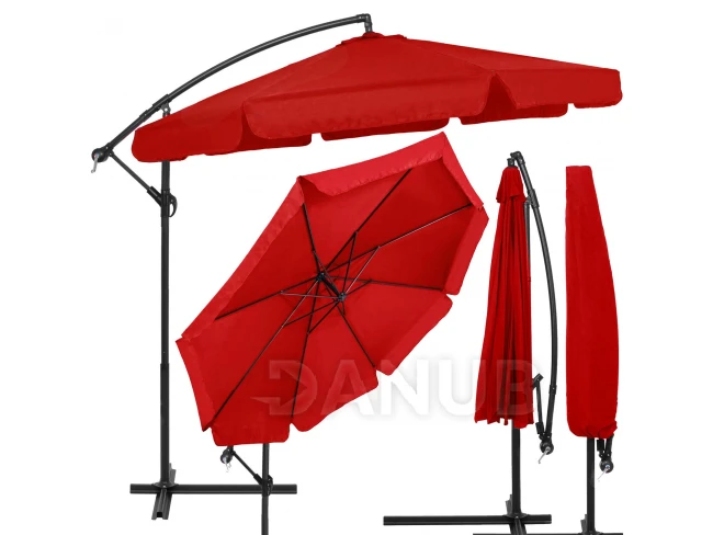 Zahradní slunečník nastavitelný 300cm - červený