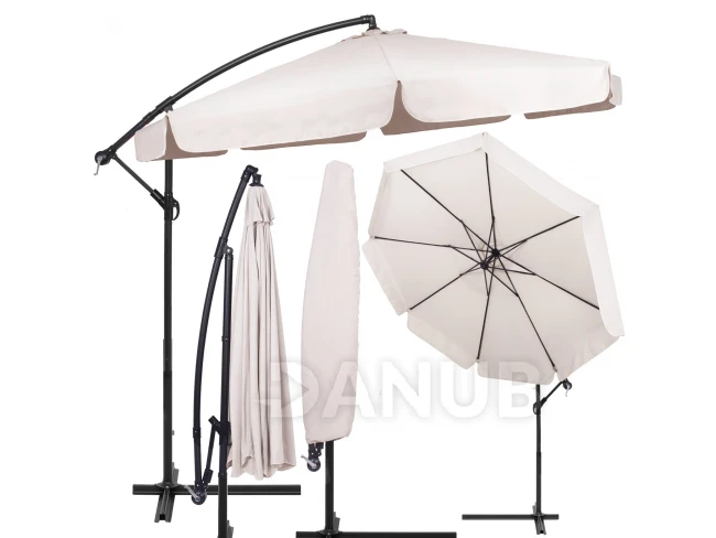 Zahradní slunečník nastavitelný 300cm - krémová/ecru