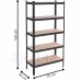 Kovový regál s 5 policemi - 150x75x30 cm - hnědá/černá