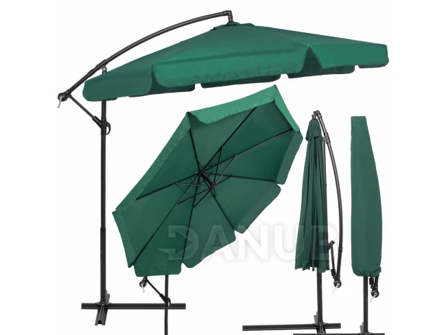 Zahradní slunečník nastavitelný 300cm - zelený