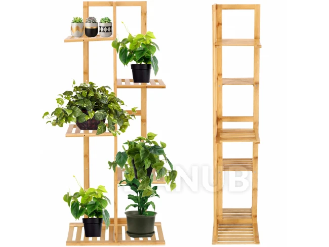 Dřevěný stojan na květiny - 20x40x102 - se 6 dřevěnými policemi