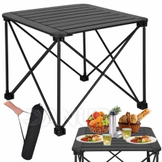 Turistický stolek - rozkládací - 52,5x52,5x46 cm - černý