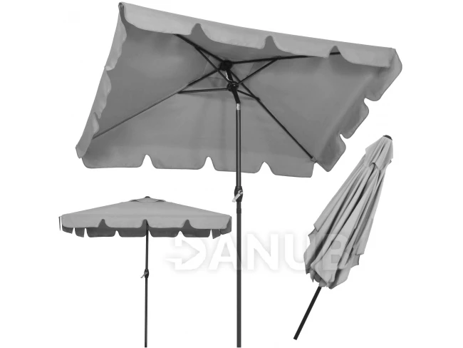 Zahradní slunečník - obdélníkový - nastavitelný - 200x130cm - světle šedý