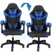 Herní/kancelářská židle s nastavitelným sklonem opěradla, otočná - ekokůže - černá/modrá