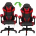 Herní/kancelářská židle s nastavitelným sklonem opěradla, otočná - ekokůže - černá/červená