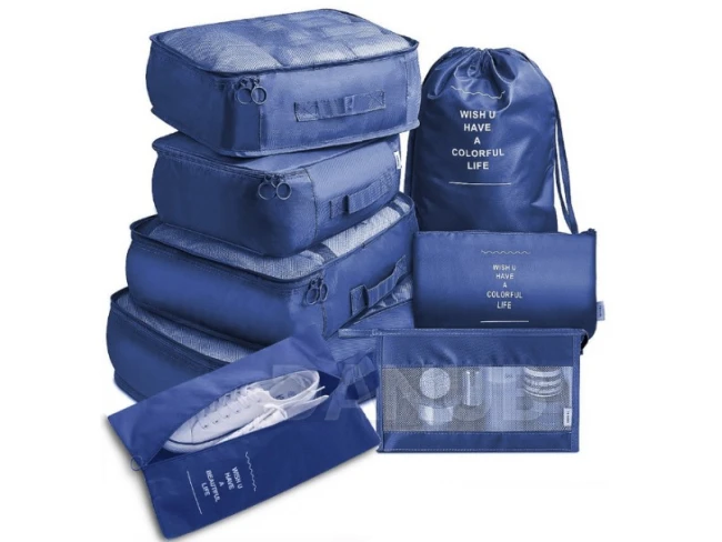 Cestovní organizéry na oblečení do kufru - 7 ks - tmavě modré