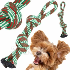 Hračka pro psa - lano s uzly - kousátko - zeleno-červené