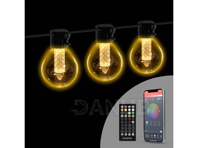 Smart světelný řetěz - 100-240V - 25 ks teplých bílých LED - 15 m - Bluetooth