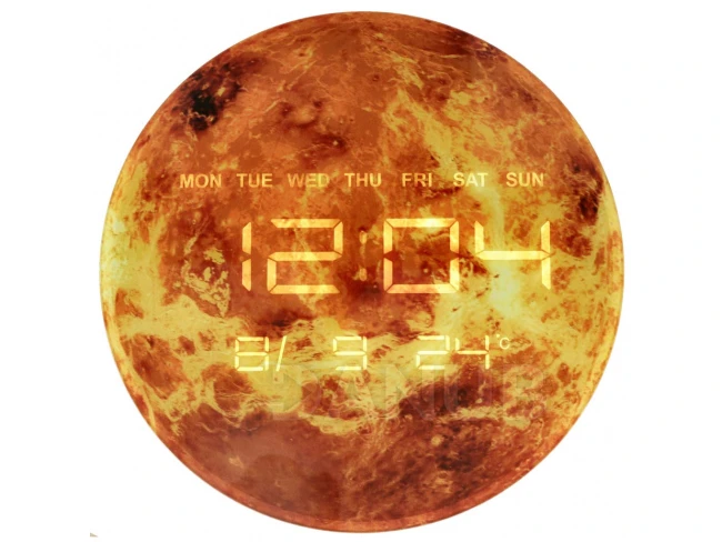 Nástěnné hodiny Planet Mars s LED displejem 32 cm oranžové