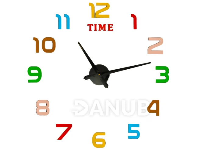 Nalepovací nástěnné hodiny - 12 číslic - barevné