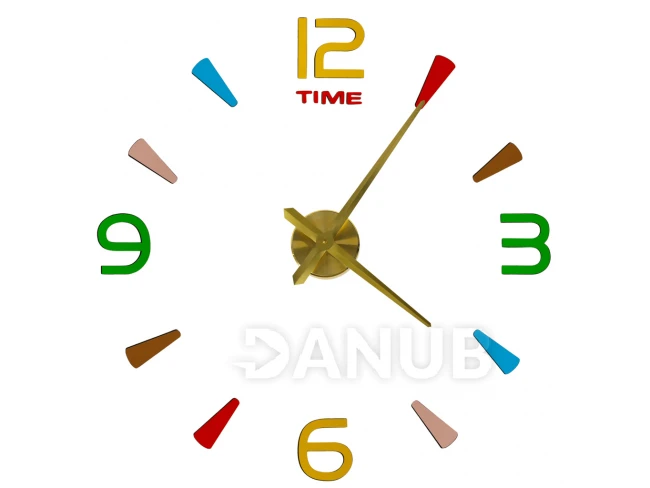 Nalepovací nástěnné hodiny 4 číslice - žlutá barva