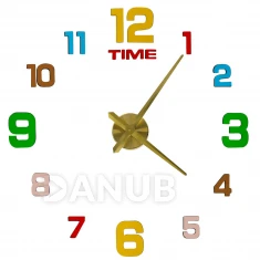 Nalepovací nástěnné hodiny, 12 číslic, 80-90 cm, ručičky zlaté barvy