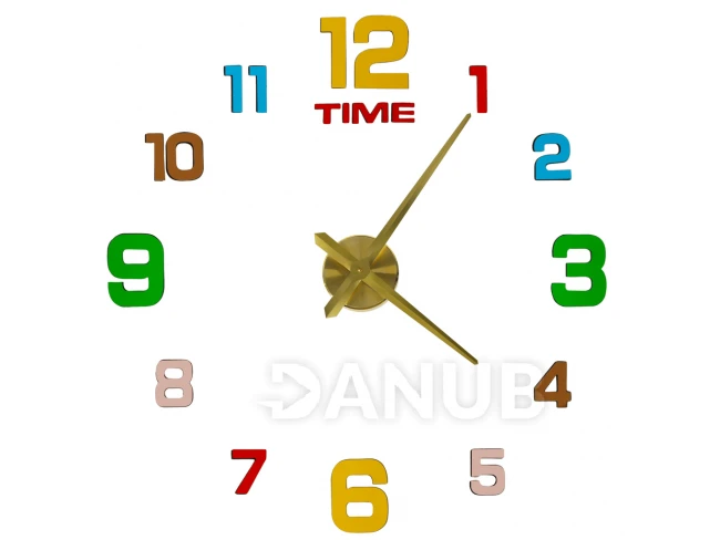 Nalepovací nástěnné hodiny, 12 číslic, 80-90 cm, ručičky zlaté barvy