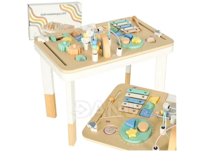 Barevný montessori interaktivní stolek Lulilo - pastelovo-tyrkysový