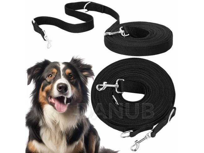 Výcvikové vodítko pro psy - 10 m lano do 15 kg - černé