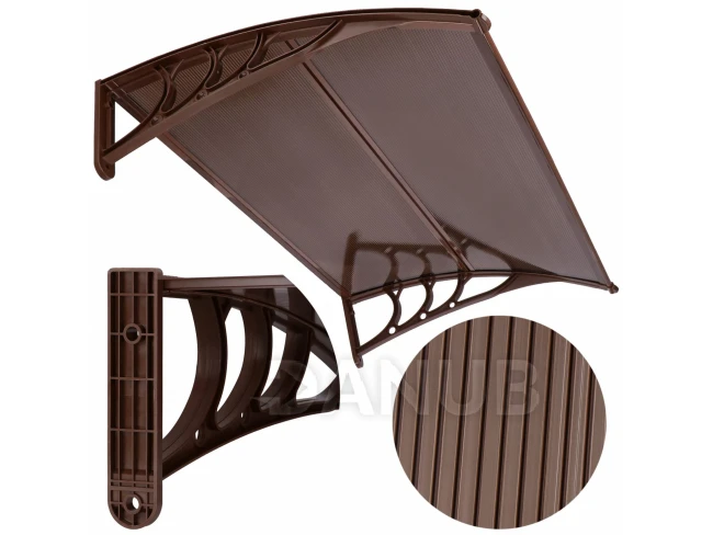 Stříška na vchodové dveře - 150x80 hnědá - hnědá/průhledná