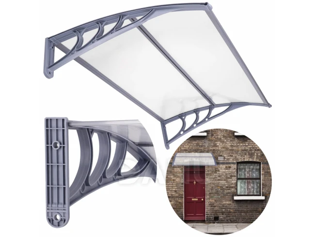 Stříška na vchodové dveře - 150x80 hnědá - šedá/průhledná